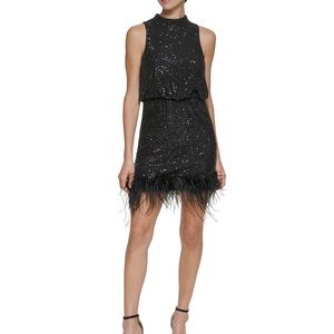 Eliza J Sequin feather dress